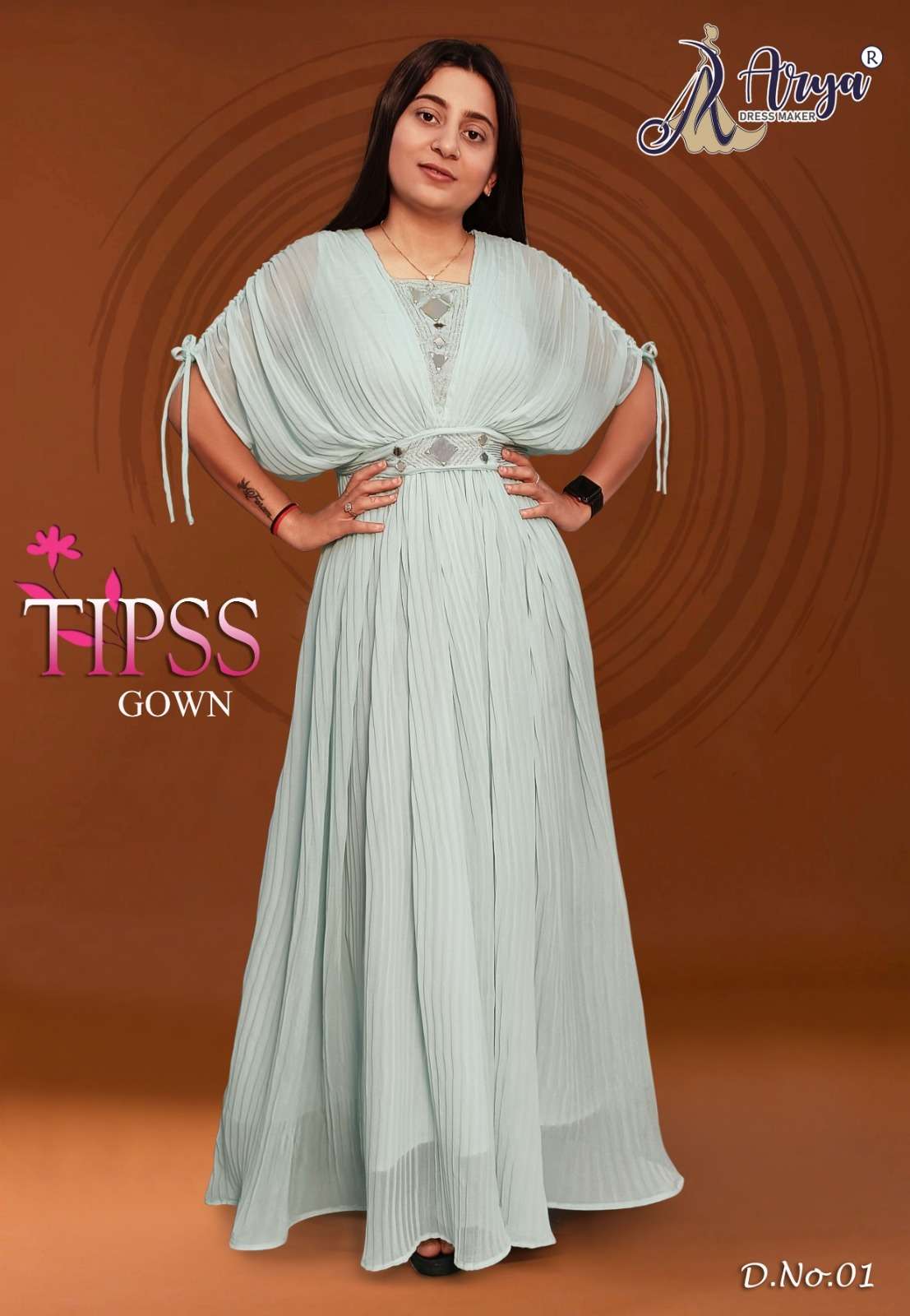 TIPSS BY ARYA DRESS MAKER 01 TO 06 SERIES MIRRIOR WORK GOWNS