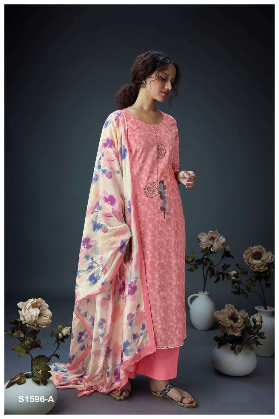 UPASNA BY GANGA FASHIONS 1596-A TO 1596-D SERIES COTTON PRINTED DRESSES