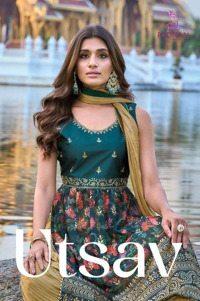 UTSAV BY POONAM DESIGNER 10001 TO 10004 SERIES GEORGETTE SILK  DRESSES