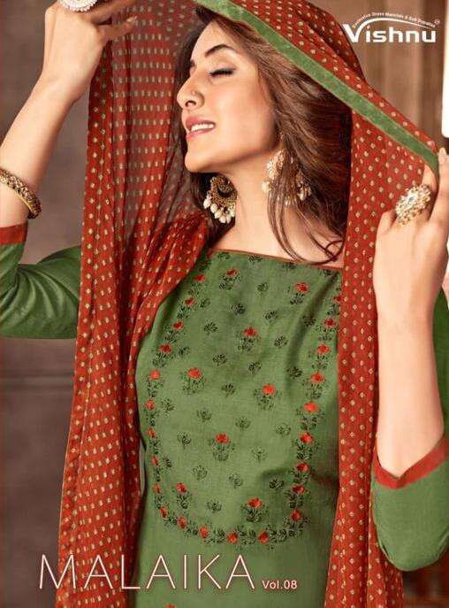 VISHNU MALAIKA BY ASLIWHOLESALE 84001 TO 84012 SERIES COTTON EMBROIDERY DRESSES