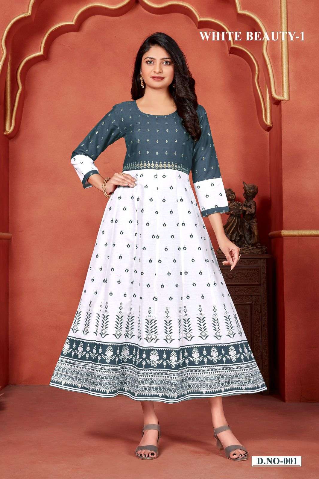 WHITE BEAUTY  BY BANWERY RAYON PRINTED STITCHED DRESSES