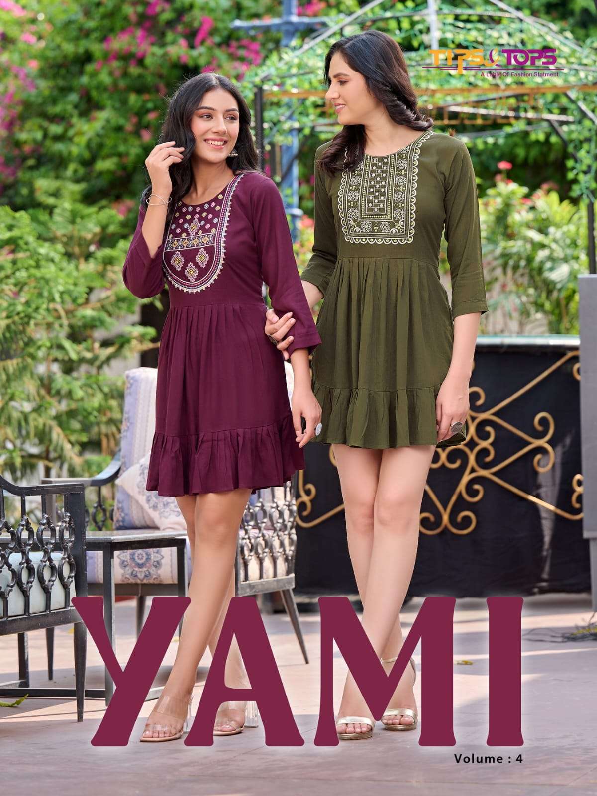 YAMI VOL-4 BY TIPS & TOPS 401 TO 406 SERIES RAYON EMBROIDERY TOPS