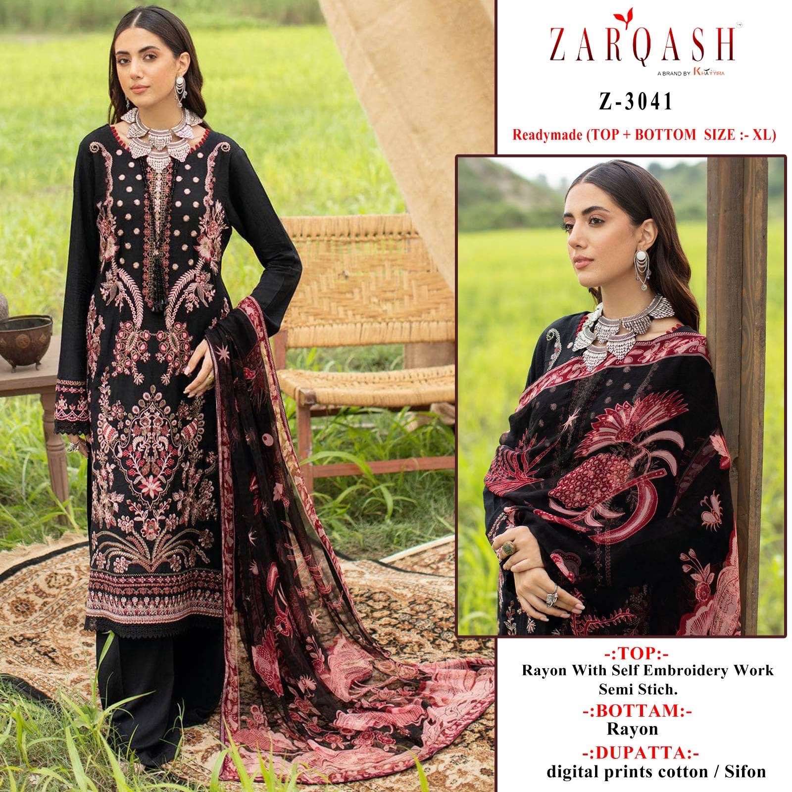 Z-3041 HIT DESIGN BY ZARQASH RAYON COTTON WORK UNSTITCHED DRESS