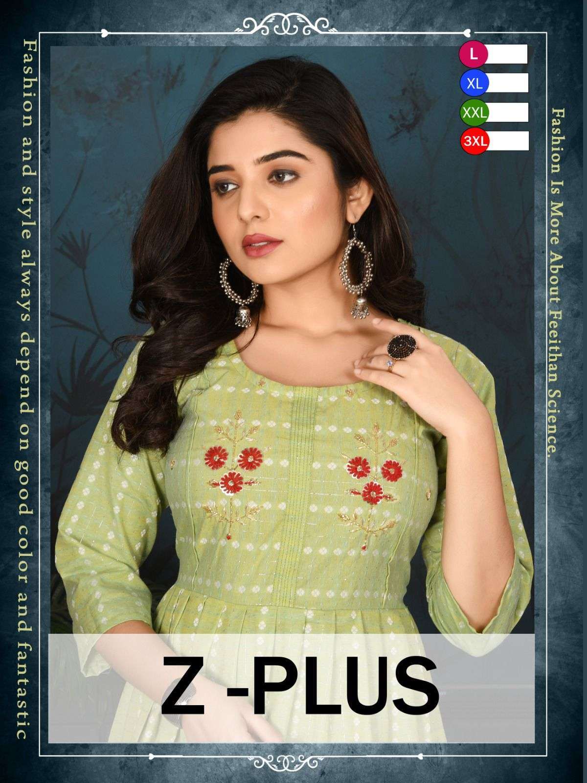 Z-PLUS BY ASLIWHOLESALE  1001 TO 1006 SERIES COTTON HANDWORK KURTIS 