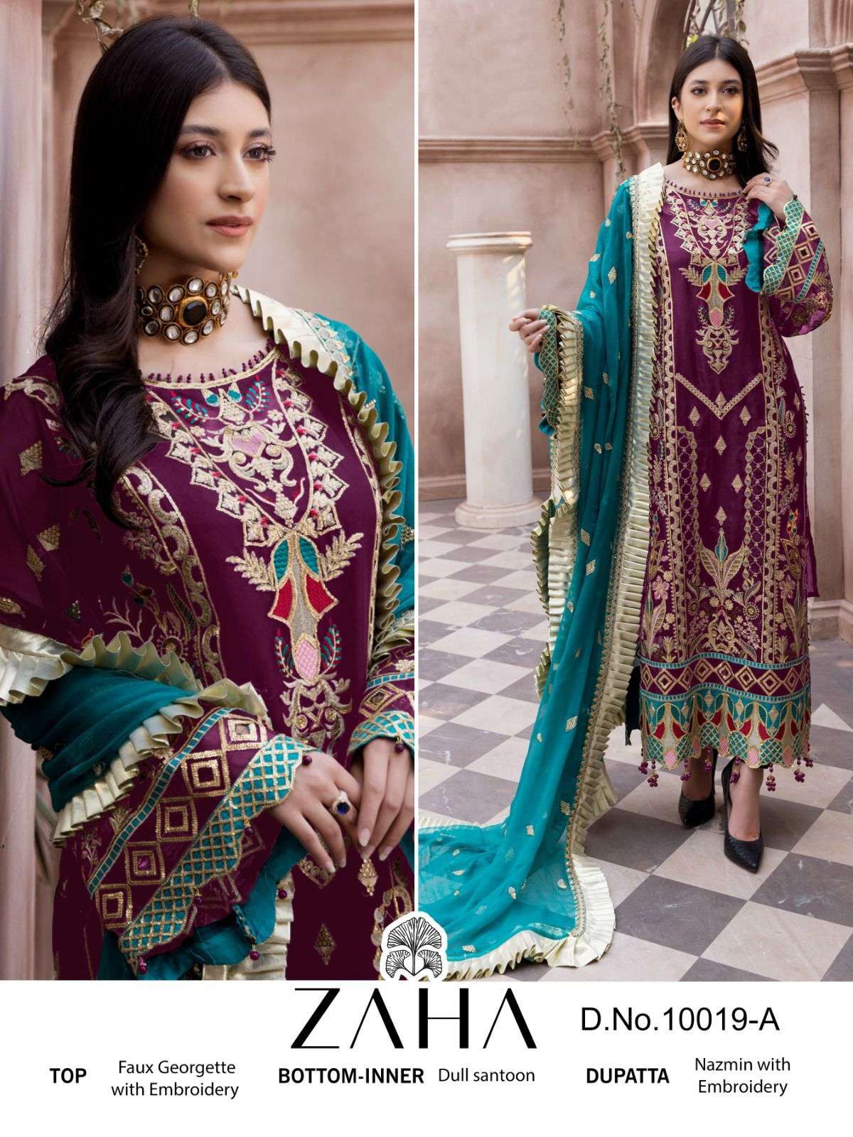 ZAHA 10091-A BY ZAHA GEORGETTE EMBROIDERY PAKISTANI DRESS