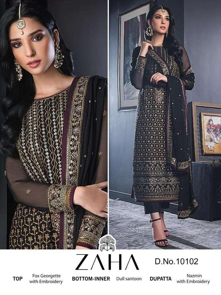 ZAHA 10102 HIT DESIGN  BY ZAHA GEORGETTE EMBROIDERY PAKISTANI DRESS