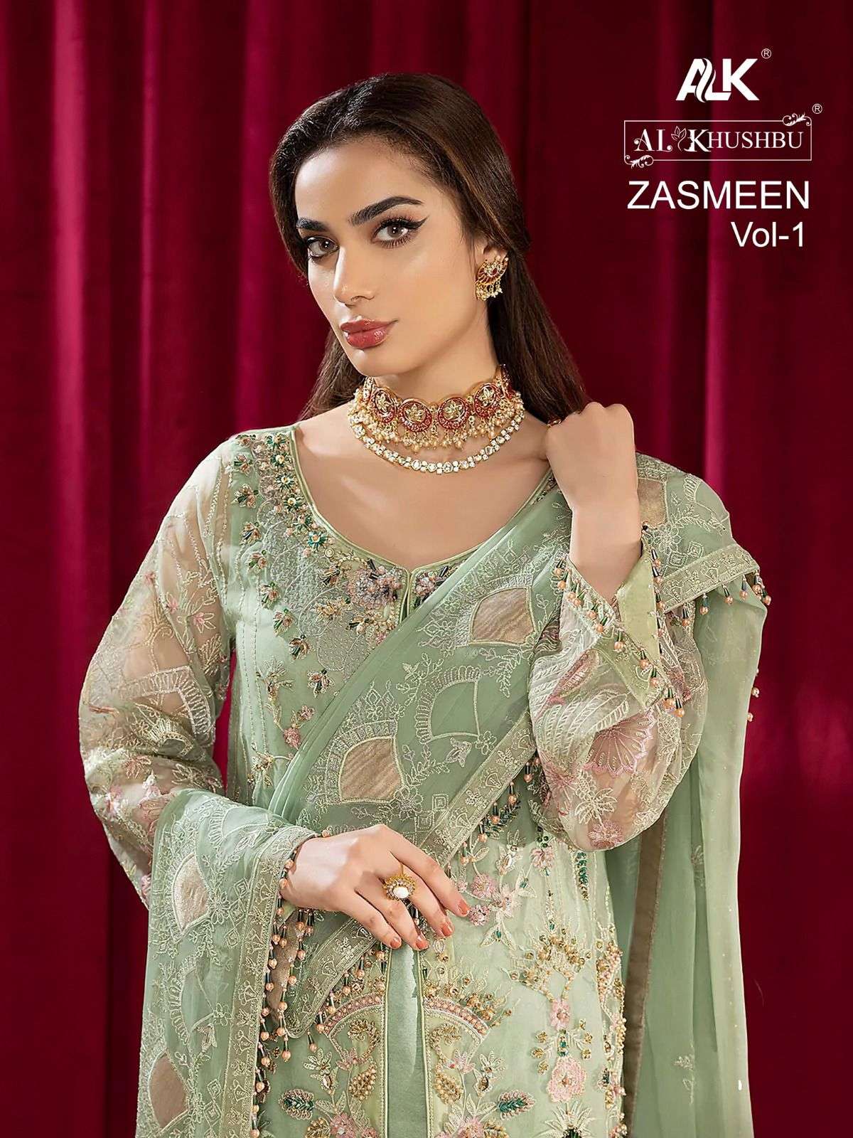 ZASMEEN VOL-01 BY AL KHUSHBU GEORGETTE HEAVY EMBROIDERY PAKISTANI DRESS