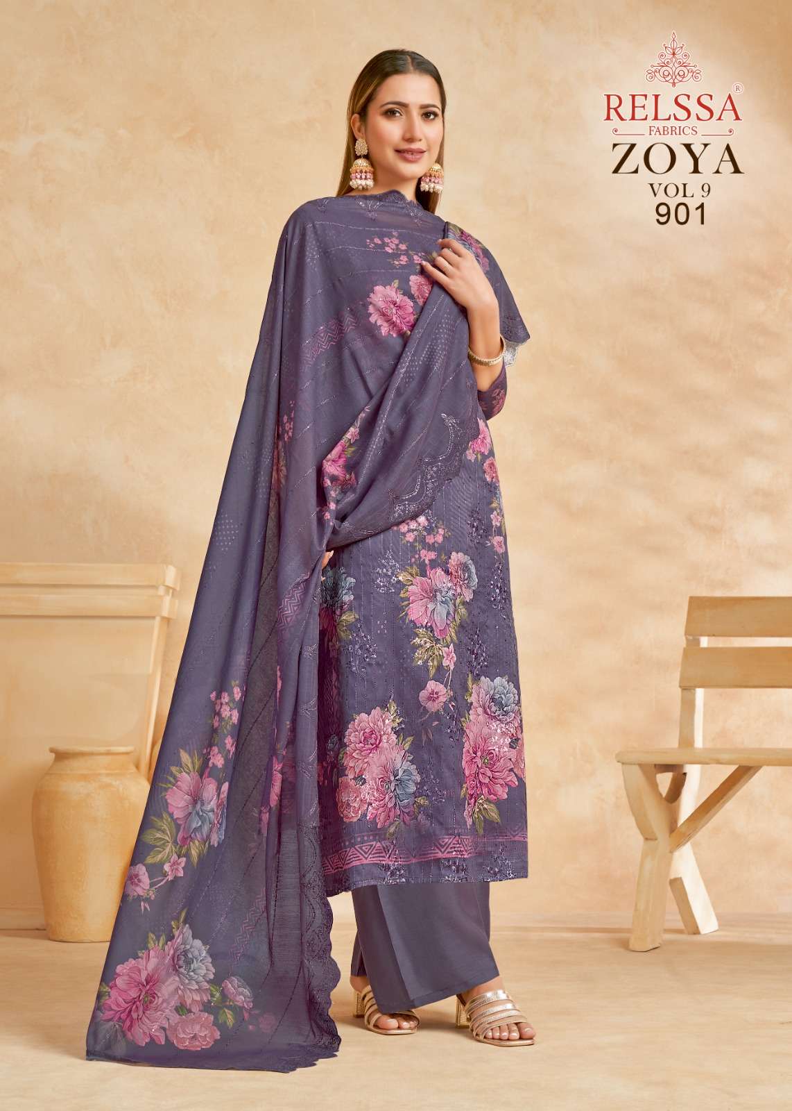 ZOYA VOL-9 BY RELSSA 901 TO 906 SERIES COTTON SATIN PRINT DRESSES