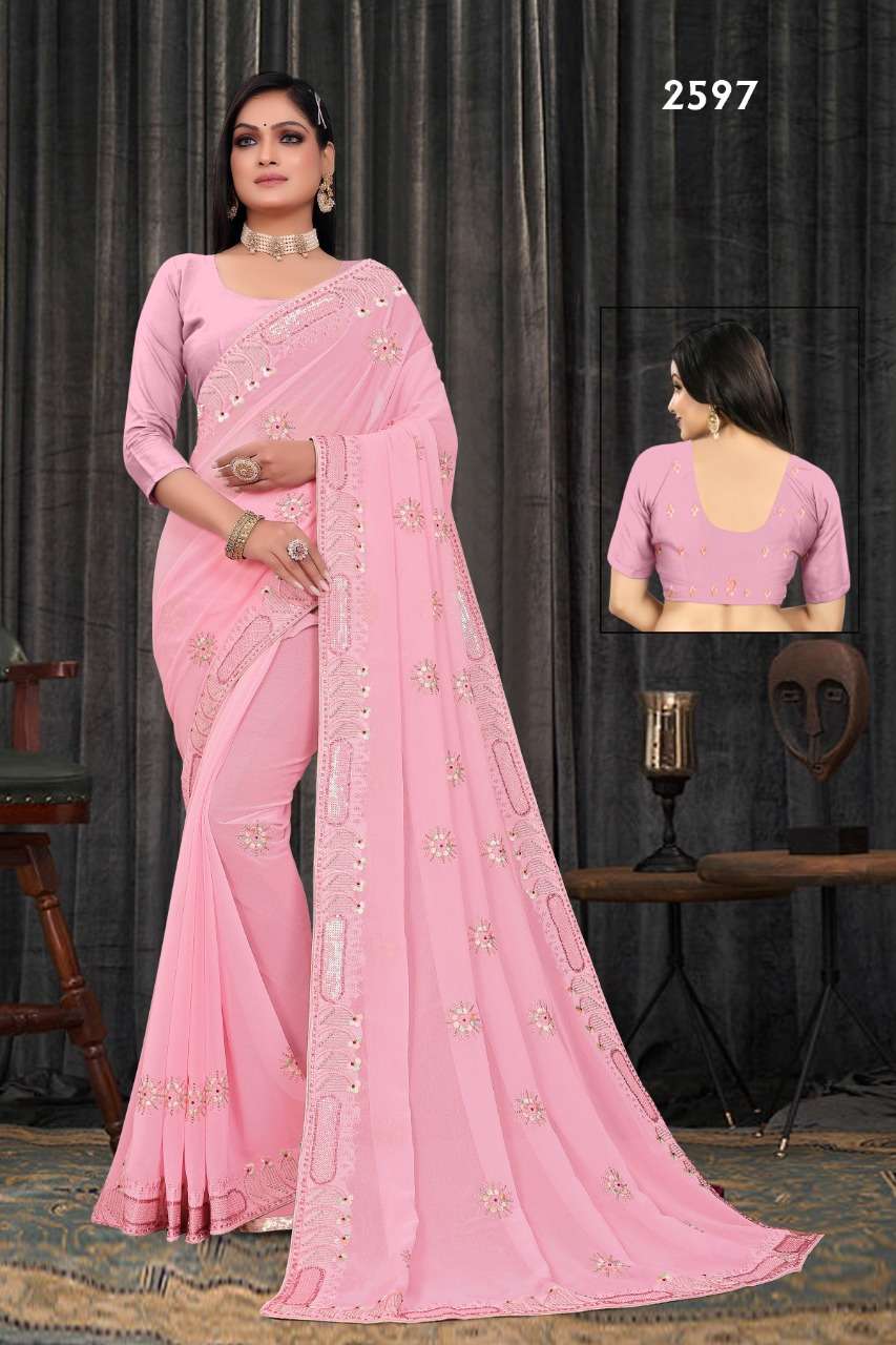 2597 COLOURS BY ASLIWHOLESALE FANCY GEORGETTE WORK SAREE