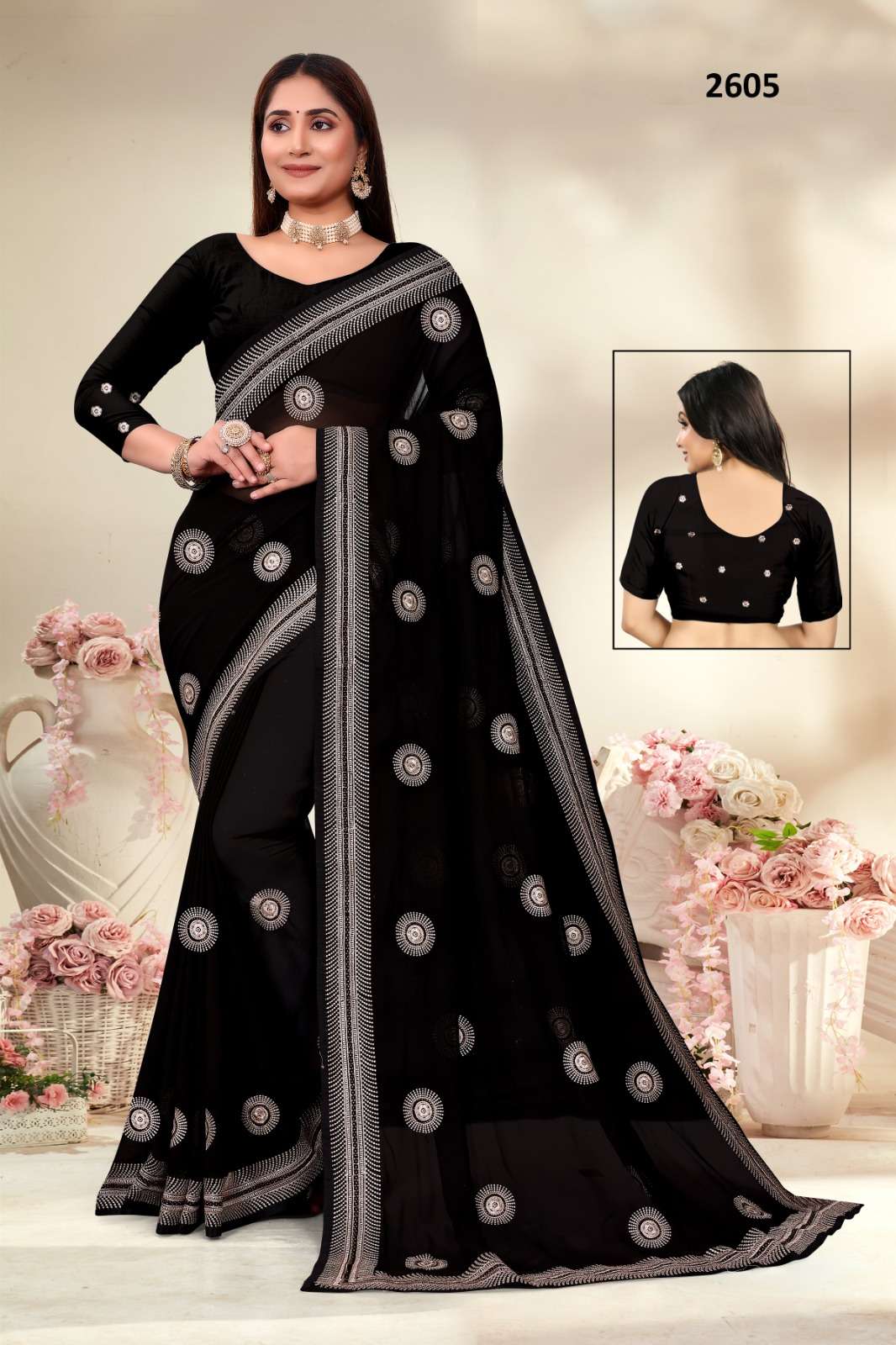 2605 COLOURS BY ASLIWHOLESALE FANCY GEORGETTE DESIGNER SAREE