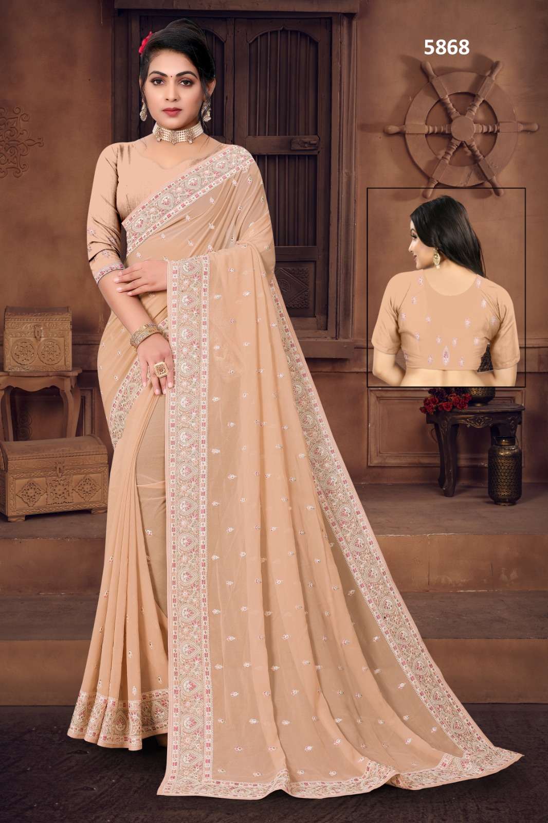 5868 COLOURS BY ASLIWHOLESALE FANCY GEORGETTE WORK SAREE