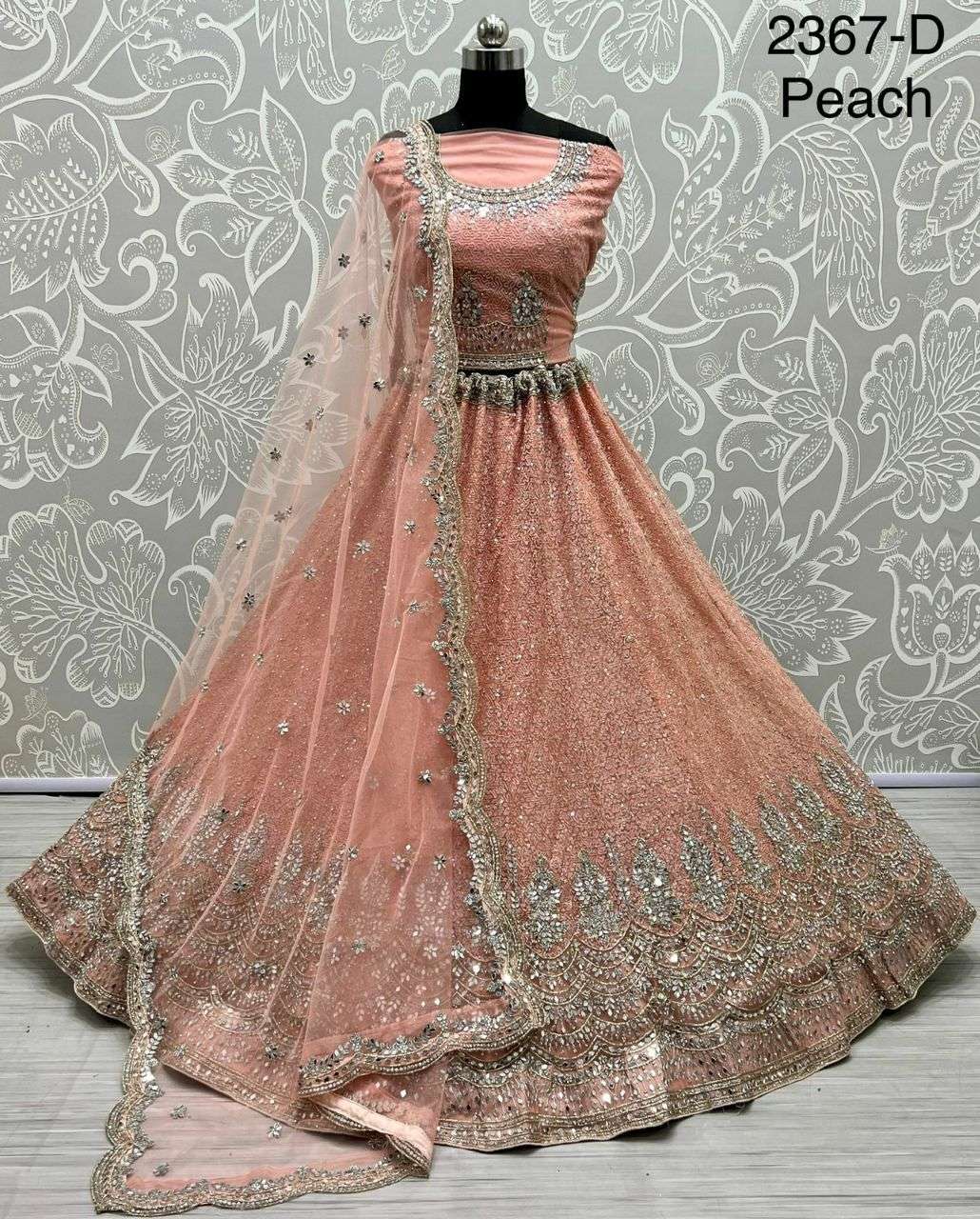 A-2367 COLOUR BY ASLIWHOLESALE BRIDAL NET HEAVY LEHENGAS