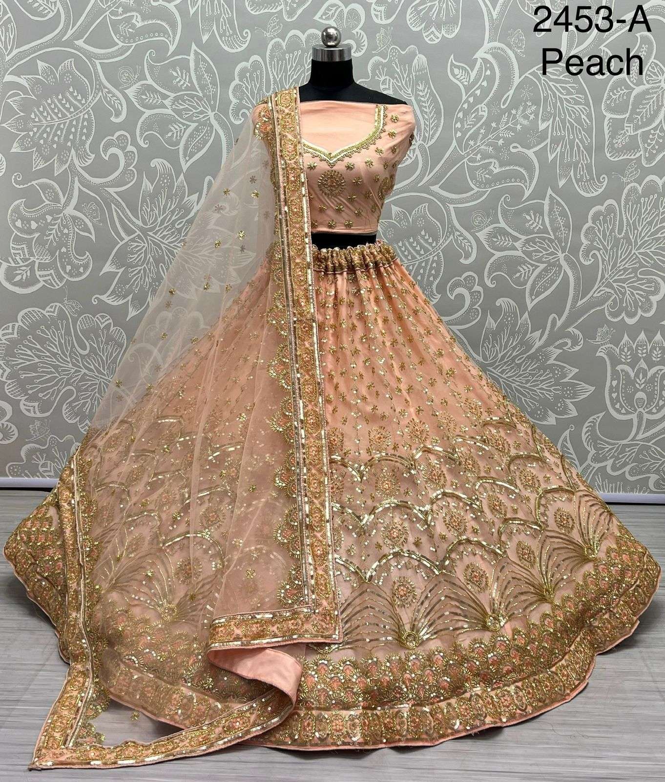 A-2453 COLOURS BY ASLIWHOLESALE BRIDAL HEAVY VELVET  LEHENGAS