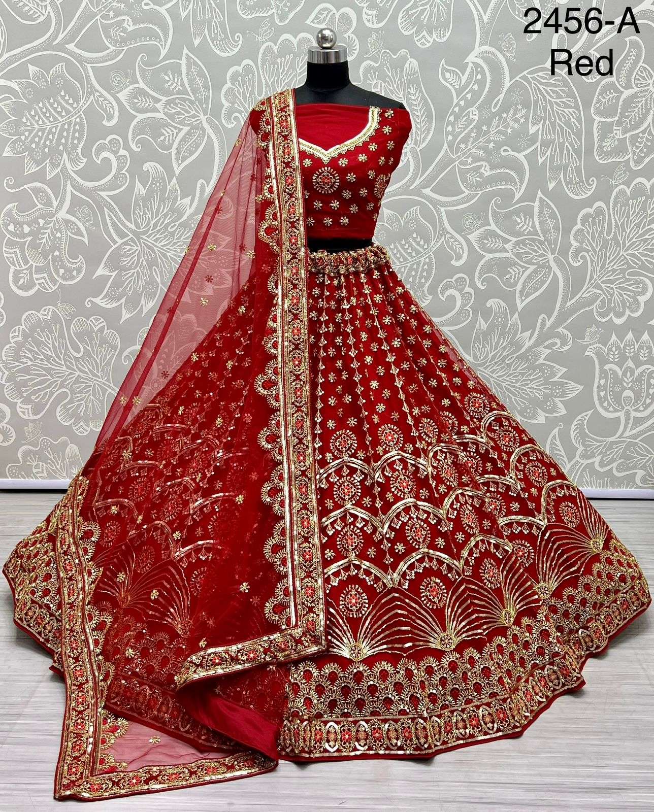 A-2456 COLOUR BY ASLIWHOLESALE BRIDAL HEAVY VELVET  LEHENGAS