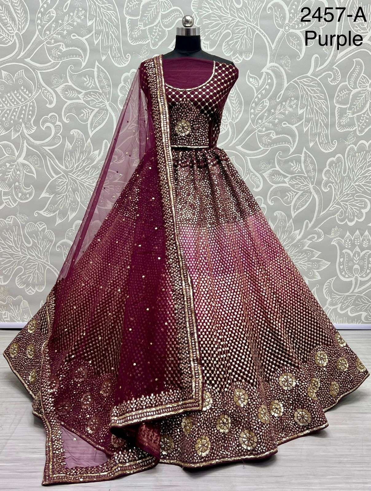 A-2457 COLOUR BY ASLIWHOLESALE BRIDAL HEAVY VELVET  LEHENGAS