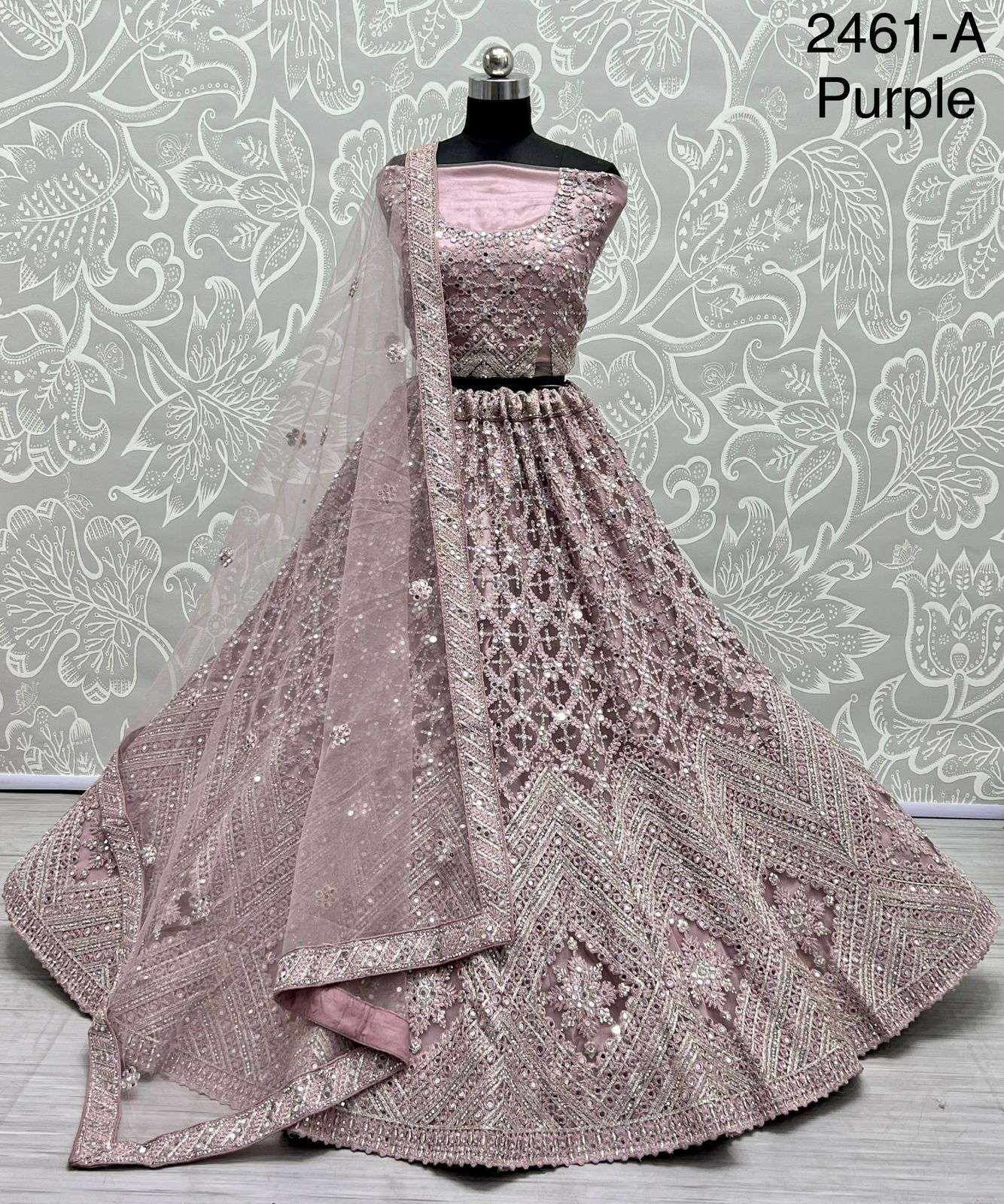 A-2461 COLOURS BY ASLIWHOLESALE BRIDAL NET HEAVY LEHENGAS