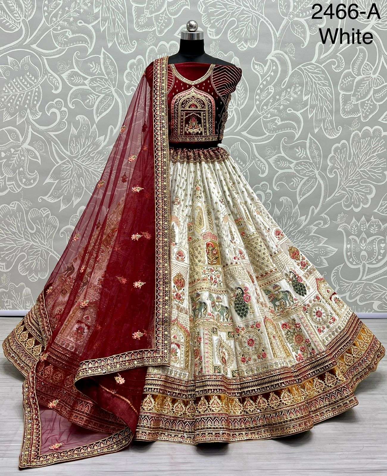 A-2466 COLOURS BY ASLIWHOLESALE BRIDAL HEAVY VELVET  LEHENGAS