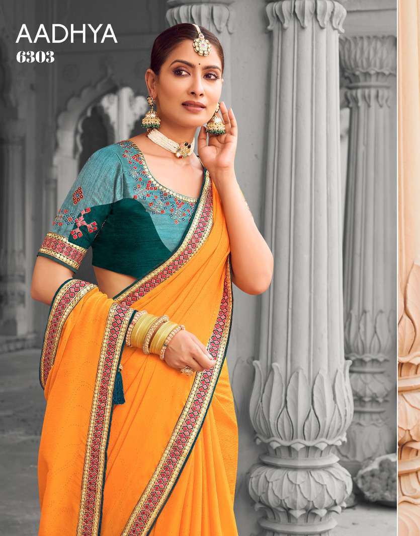 AADHYA 6300 SERIES BY KAVIRA 6301 TO 6309 CHIFFON WORK SAREES