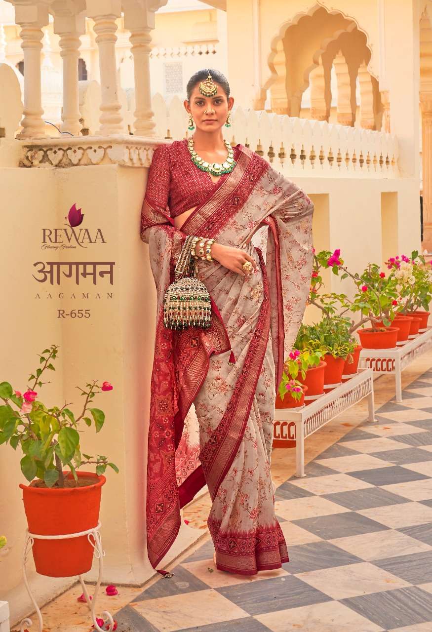 AAGAMAN BY REWAA 655 TO 663 SERIES DESIGNER SILK CHIFFON SAREES