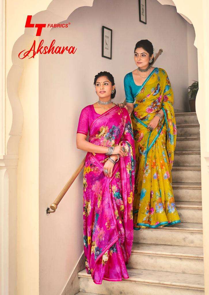 AKSHARA  BY  LT FABRICS 2961 TO 2970 SERIES FANCY CHIFFON PRINTED SAREES