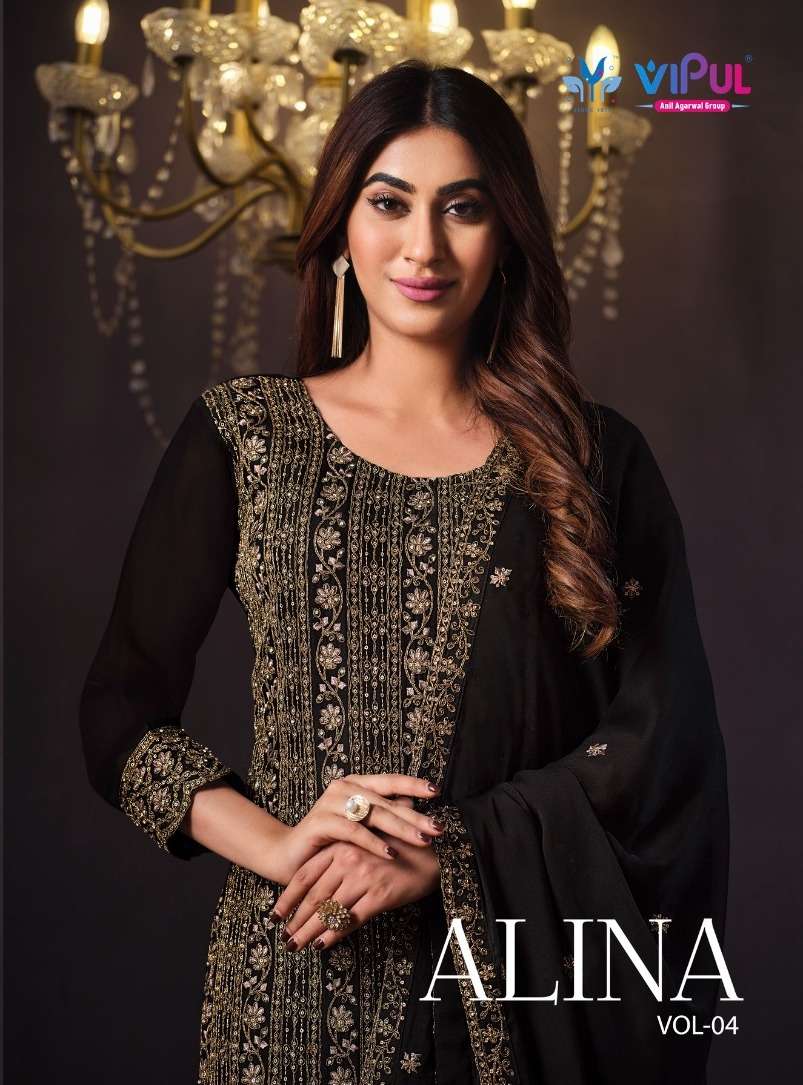 ALINA VOL-4 BY VIPUL FASHION 5281 TO 5286 SERIES FANCY GEORGETTE DRESSES