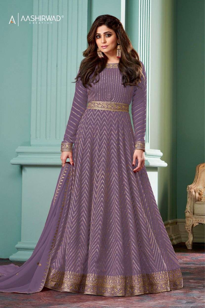 ALIZZA LAVENDER BY AASHIRWAD CREATION FANCY GEORGETTE DRESSES