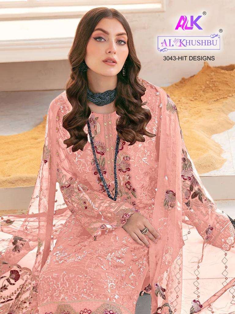 ALK-3034 COLOURS BY AL KHUSHBU 3034-V TO 3034-Y GEORGETTE EMBROIDERY PAKISTANI DRESS