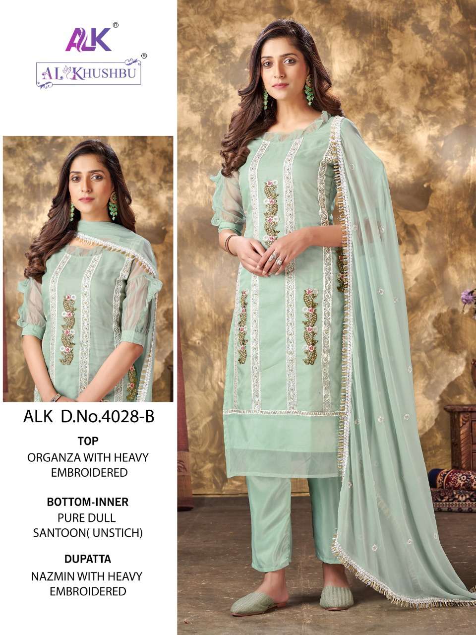 ALK-4028 COLOURS BY AL KHUSHBU 4028-ATO 4028-C SERIES ORGANZA DRESSES