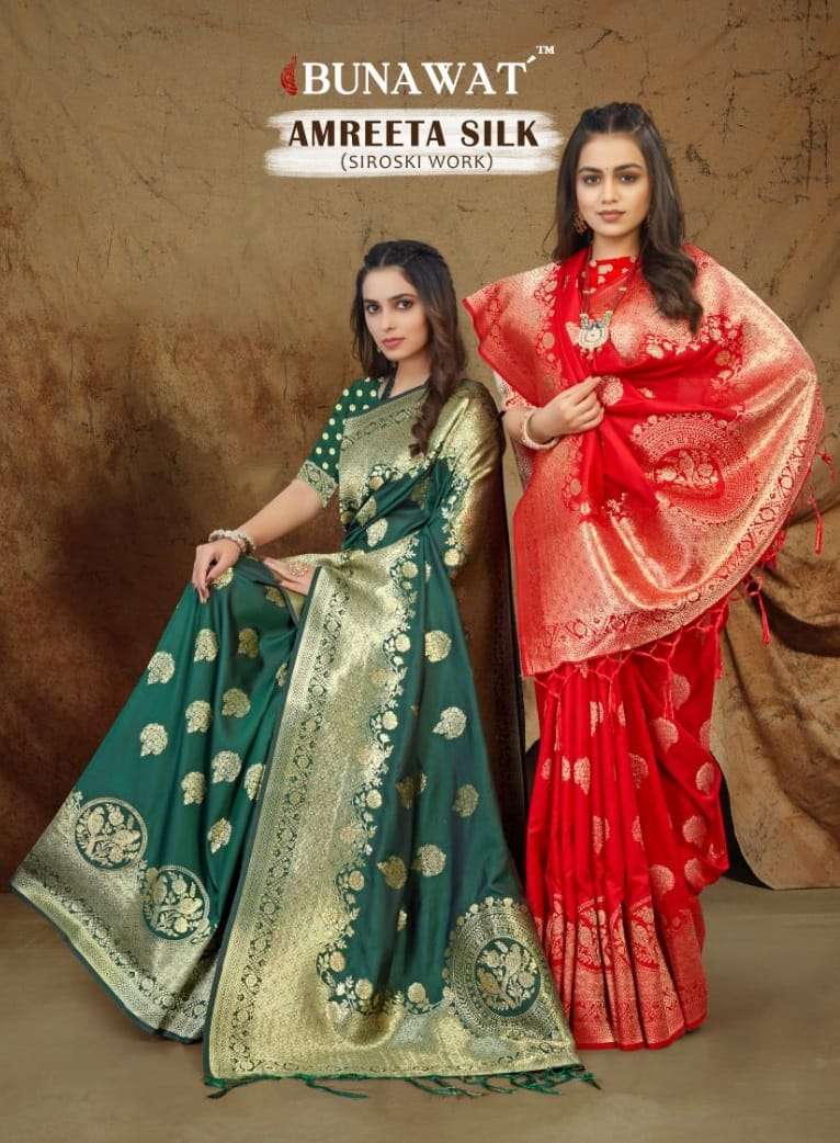 AMREETA SILK BY BUNAWAT 14067 TO 14072 SERIES BANARASI SILK WORK SAREES