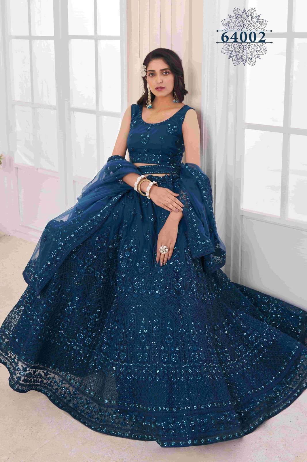 ARYA VOL-46 BY ARYA DESIGNS 64001 TO 64004 SERIES HEAVY NET LEHENGAS