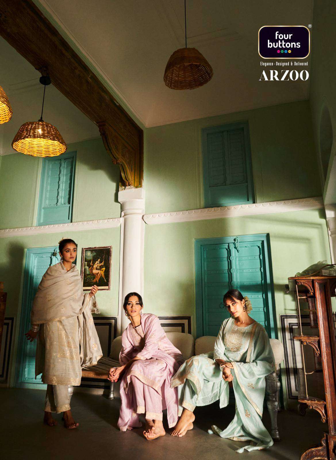 ARZOO BY FOUR BUTTONS 3211 TO 3216 SERIES JACQUARD EMBROIDERY DRESSES