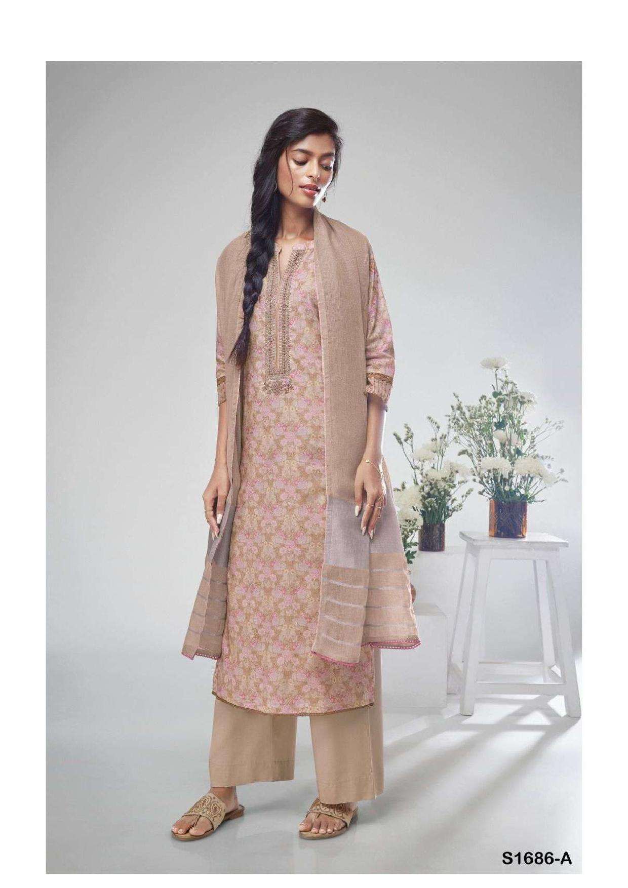 BANU BY GANGA FASHIONS 1686-A TO 1686-D SERIES COTTON PRINTED DRESSES