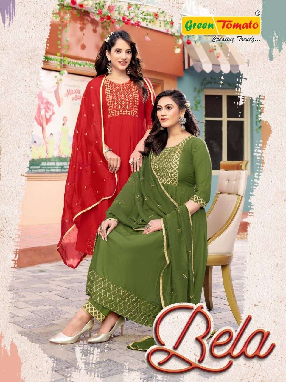 BELA BY GREEN TOMATO 1001 TO 1008 SERIES RAYON EMBROIDERY STITCHED DRESSES