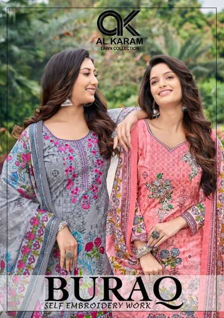 BURAQ BY AL KARAM 1001 TO 1008 SERIES PURE LAWN COTTON DRESSES