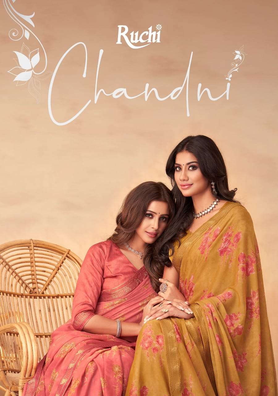 CHANDNI BY RUCHI SAREES 19601-A TO 19606-B SERIES SILK GEORGETTE PRINT SAREES