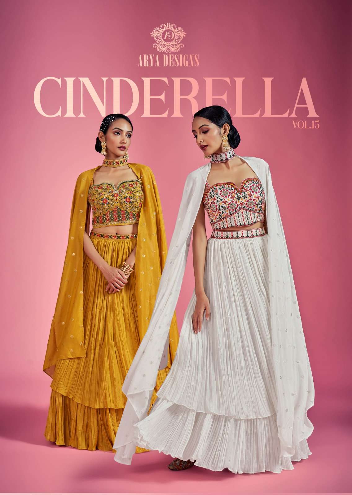 CINDERELLA VOL-15 BY ARYA DESIGNS 53001 TO 53003 SERIES CHINON LEHENGAS