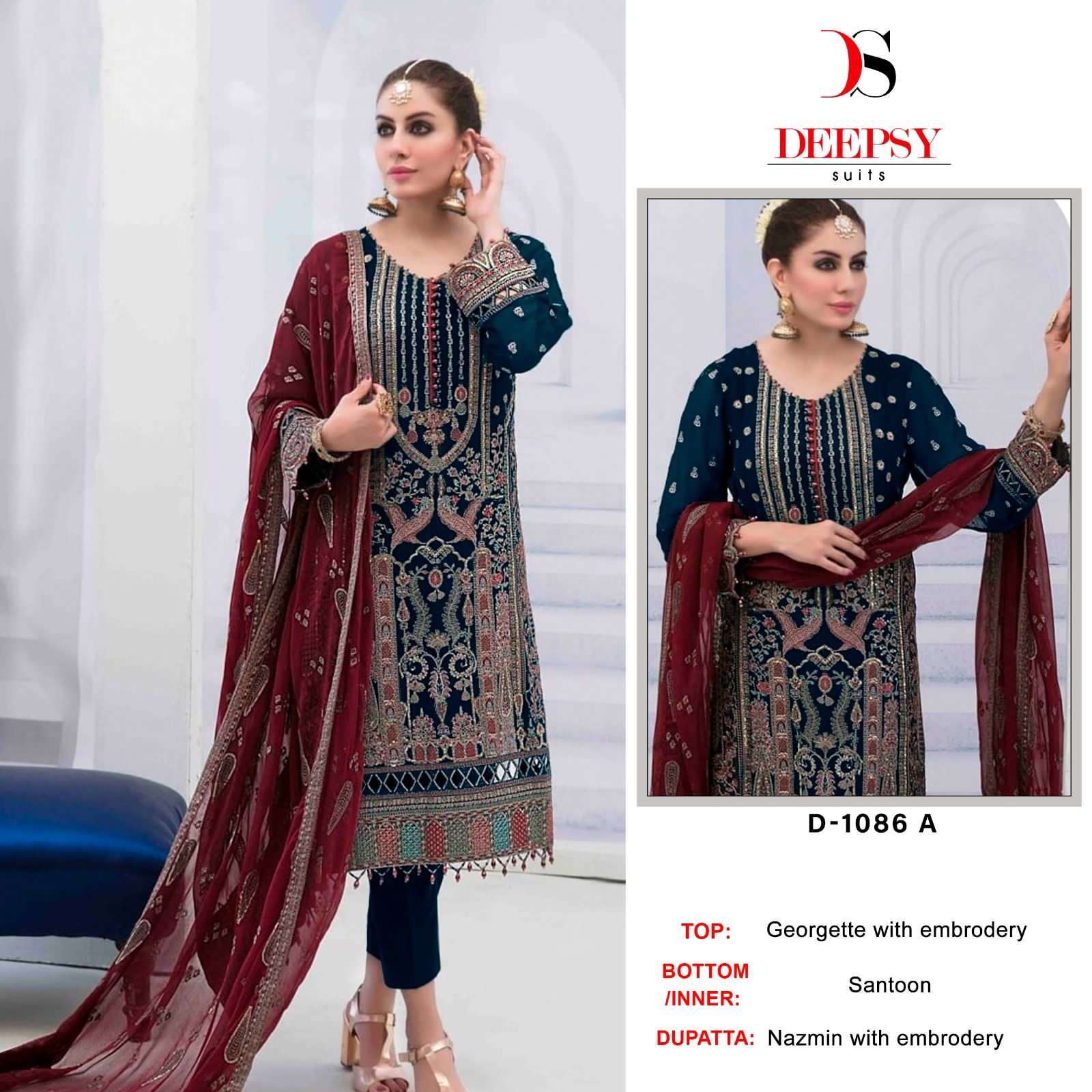 D-1086 COLOURS BY DEEPSY SUITS GEORGETTE EMBROIDERY PAKISTANI DRESS