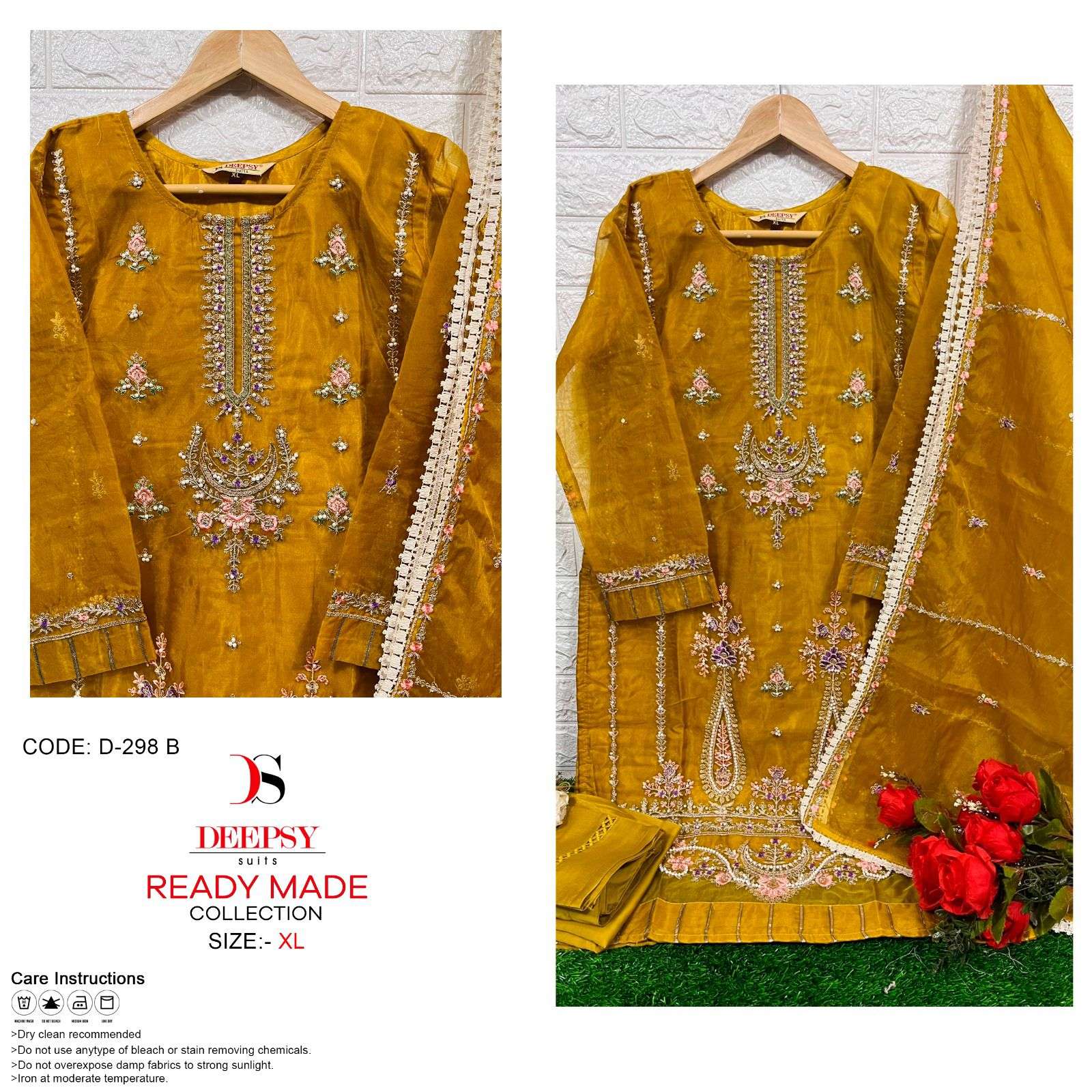 D-298 COLOURS BY DEEPSY SUITS 298-B TO 298-D ORGANZA EMBROIDERY STITCHED DRESSES