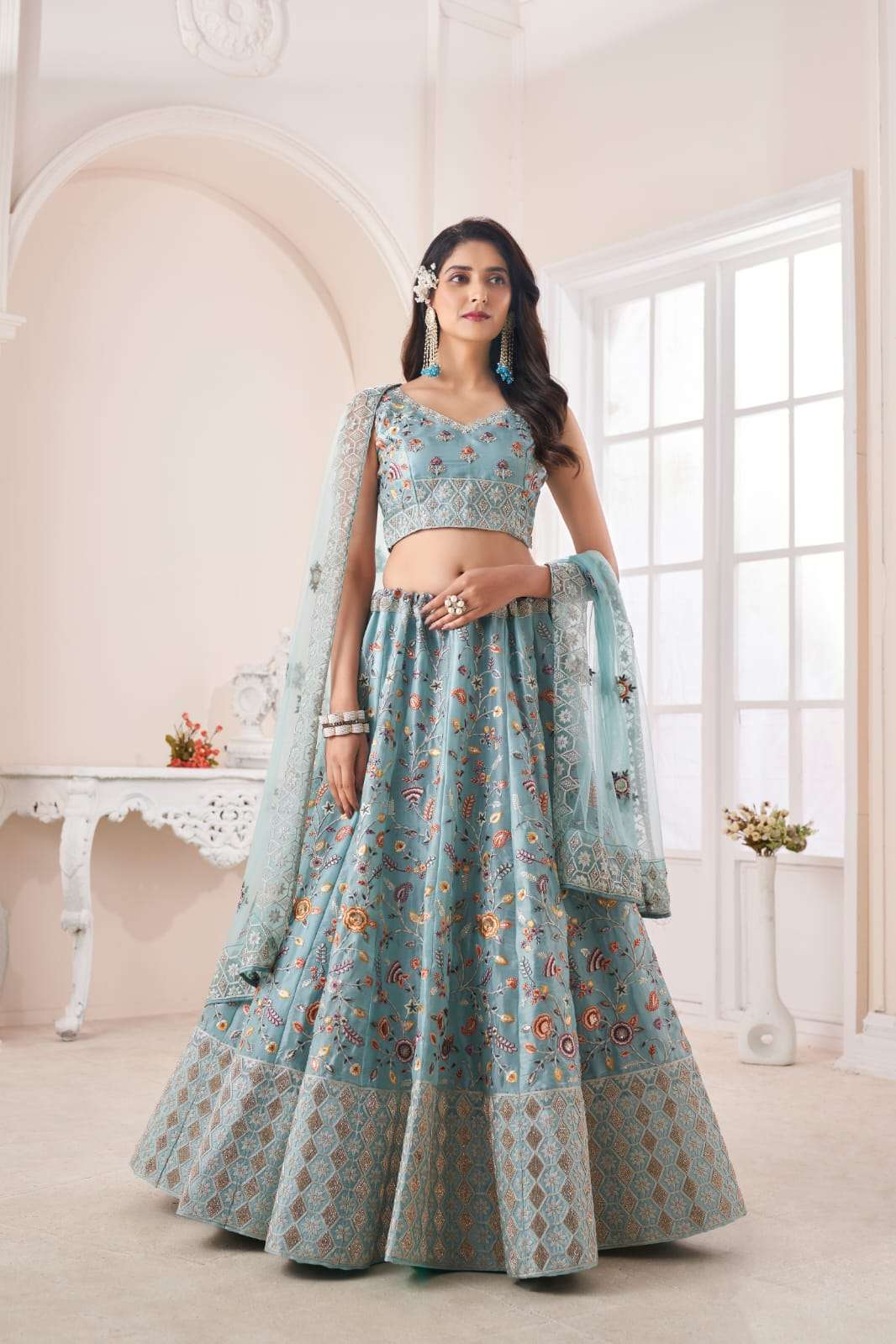 DESIGN 849 BY ASLIWHOLESALE  DESIGNER FANCY HEAVY JIMISU LEHENGA