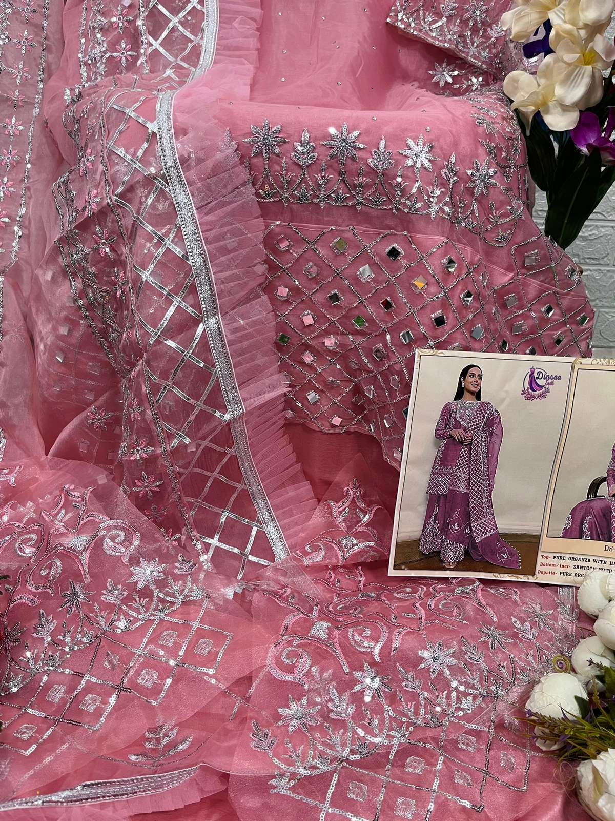 DS-149 COLOURS BY DINSAA SUIT 149-A TO 149-D SERIES ORGANZA PAKISTANI DRESSES