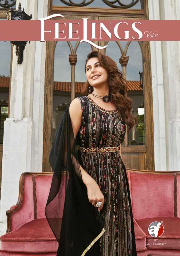 FEELINGS VOL-2 BY ANJU FABRICS 7231 TO 7236 SERIES CHINON PRINT DRESSES