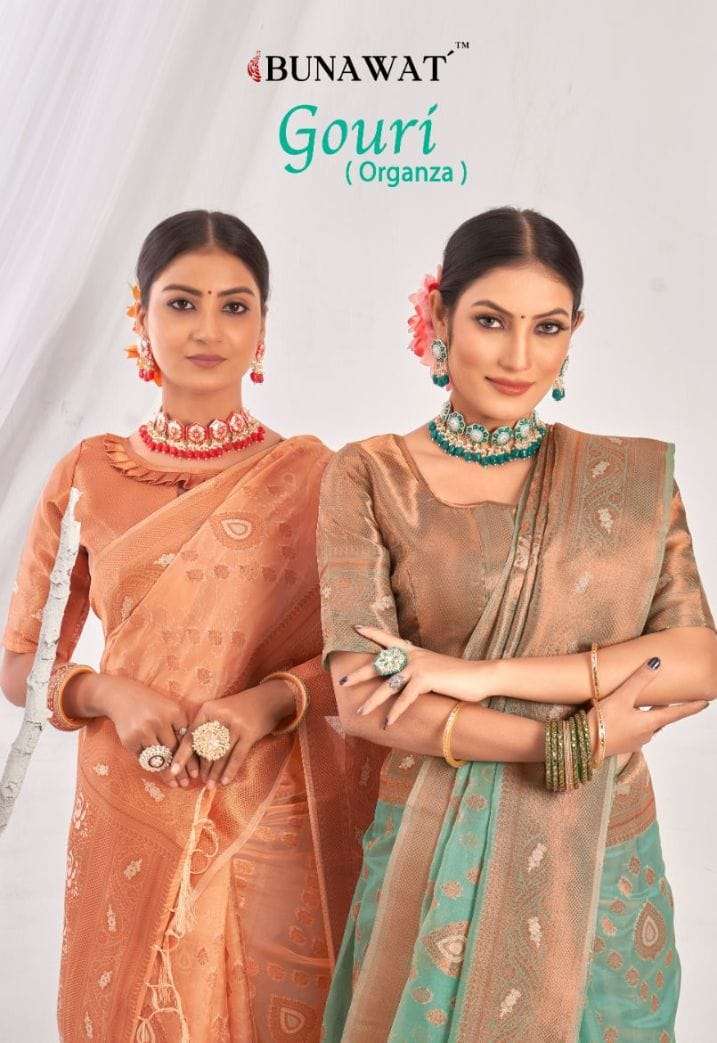 GAURI BY BUNAWAT 1001 TO 1006 SERIES DESIGNER ORGANZA WORK SAREES