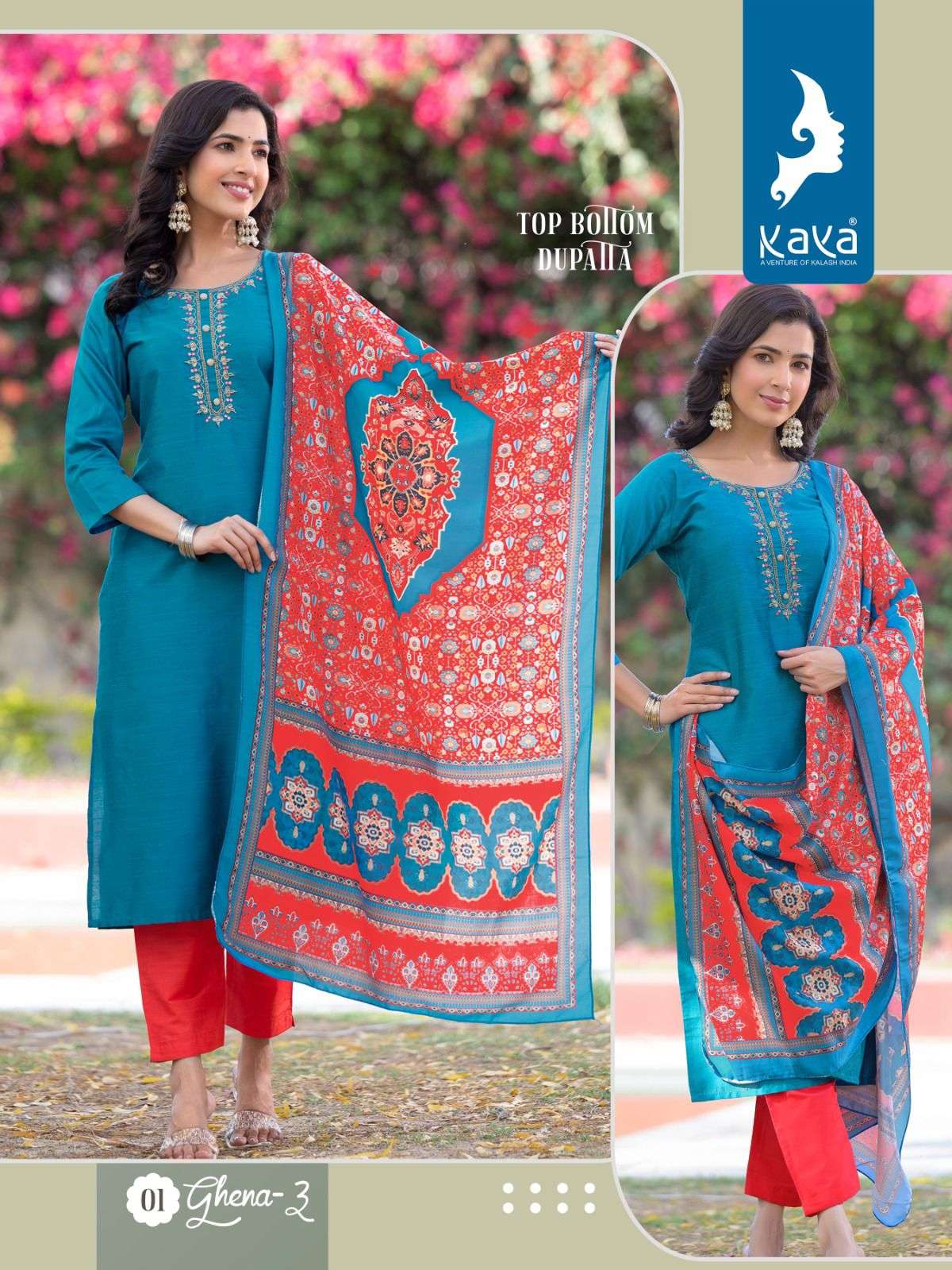 GEHNA VOL-3 BY KAYA 01 TO 06 SERIES SILK SLUB WORK STITCHED DRESSES