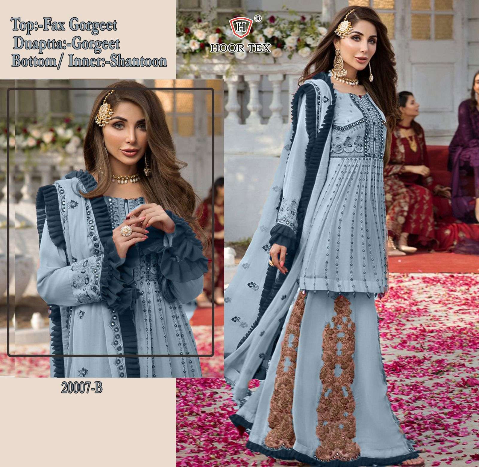 H-20007 COLOURS BY HOOR TEX 20007-A TO 20007-D FAUX GEORGETTE WORK DRESSES