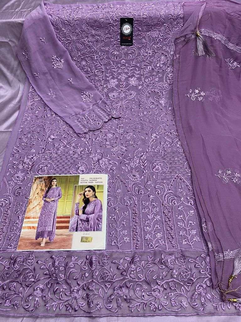 H-44-G HIT DESIGN BY HOOR TEX DESIGNER HEAVY FAUX GEORGETTE WORK DRESSES