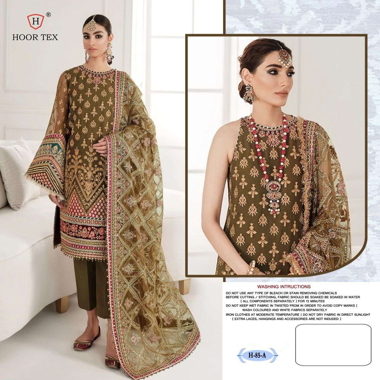 H-85 COLOURS BY HOOR TEX DESIGNER HEAVY FAUX GEORGETTE WORK DRESSES