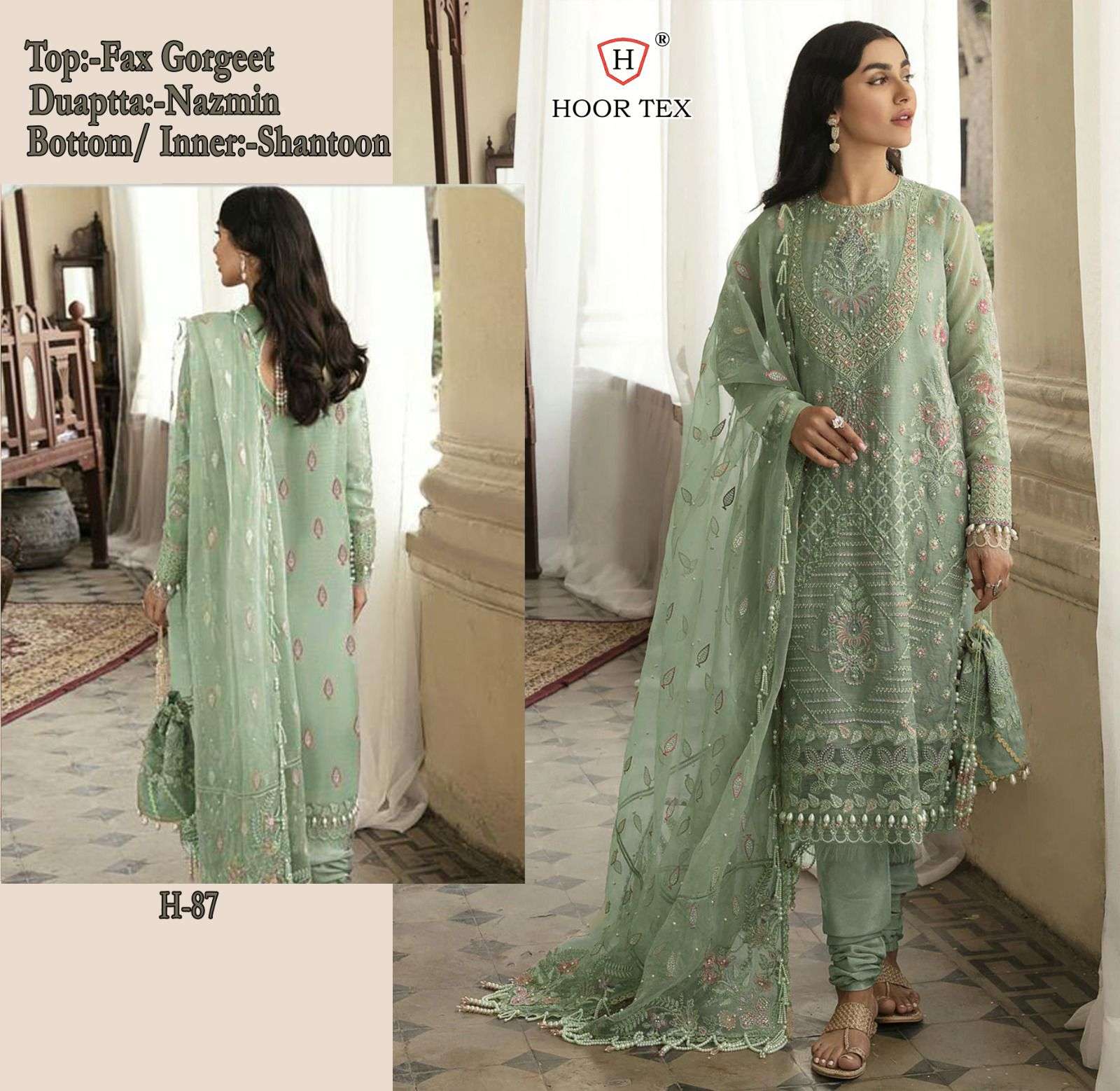 H-87 COLOURS BY HOOR TEX 87-A TO 87-F FAUX GEORGETTE WORK DRESSES