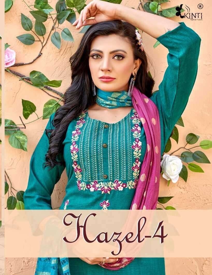 HAZEL VOL-4 BY KINTI 01 TO 08 SERIES TWO TONE RAYON WORK STITCHED DRESSES