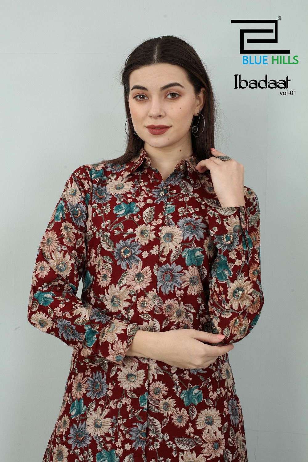 IBADAAT BY BLUE HILLS 101-A TO 101-D SERIES  FANCY RAYON PRINT CO-ORD SET