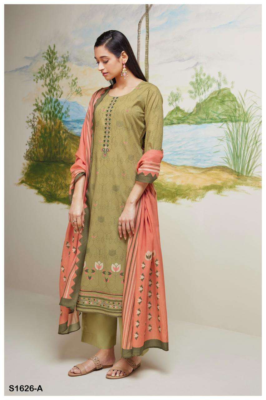 ISHA BY GANGA FASHIONS 1626-A TO 1626-D SERIES COTTON PRINTED DRESSES